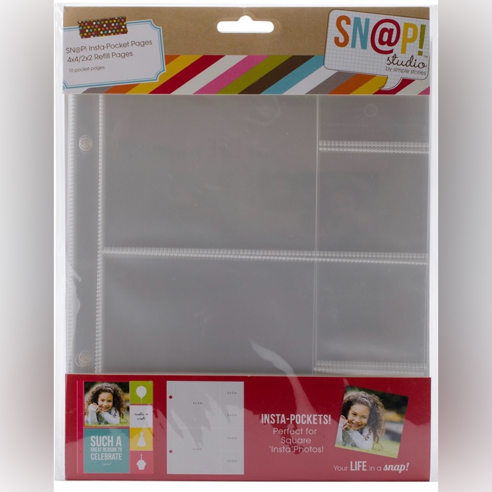 SN@P! Studio Insta-Pocket Refill Pages - Clear 4x4/2x2 Photo Sleeves